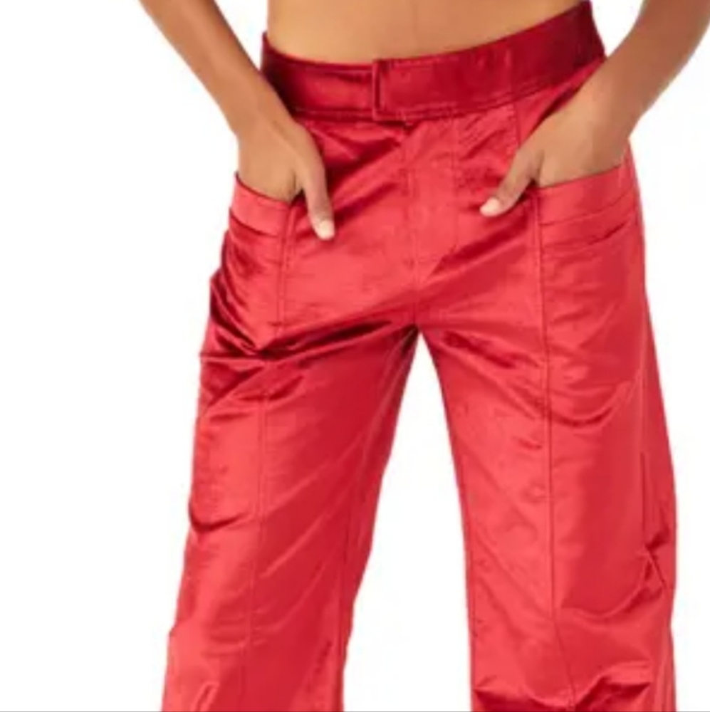 Red bell bottom flairs